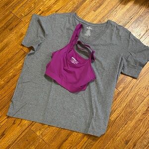 Bombas V-Neck Tee and Sports Bra Lot - 1X